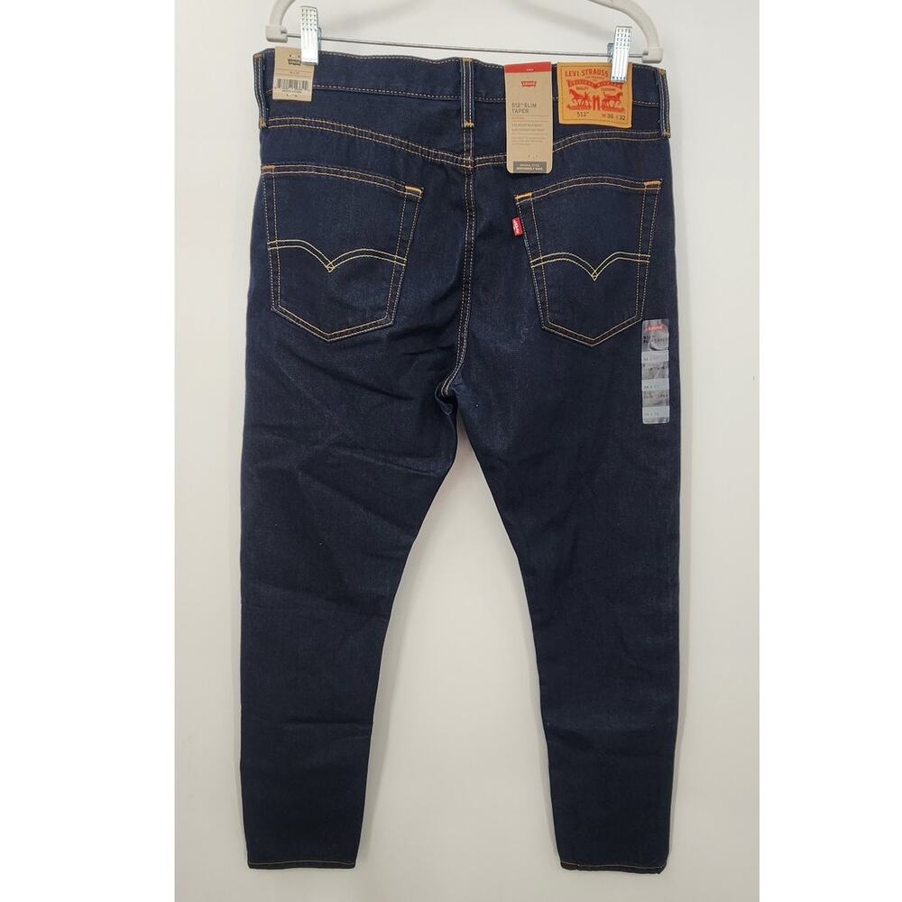 New NWT Levi's‎ 512 Slim Taper Eco Ease Size 36 X 32 Dark Wash